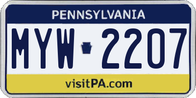 PA license plate MYW2207
