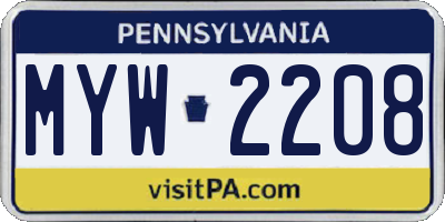 PA license plate MYW2208