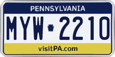 PA license plate MYW2210