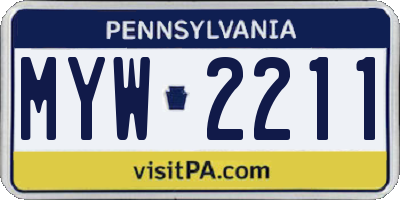 PA license plate MYW2211