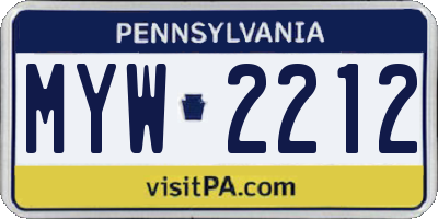 PA license plate MYW2212