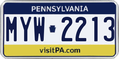 PA license plate MYW2213