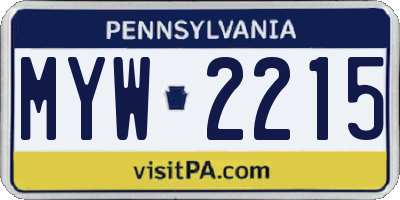 PA license plate MYW2215