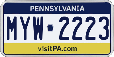 PA license plate MYW2223
