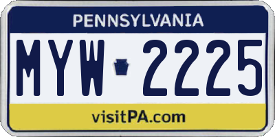 PA license plate MYW2225