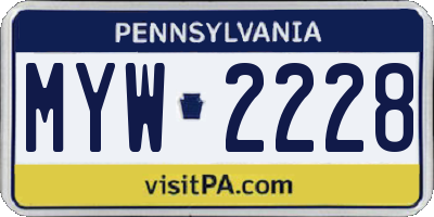 PA license plate MYW2228