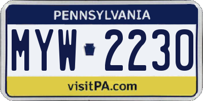 PA license plate MYW2230