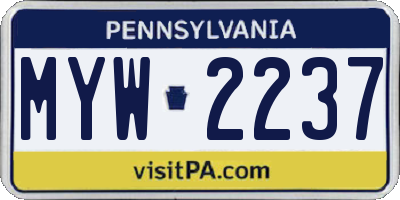 PA license plate MYW2237