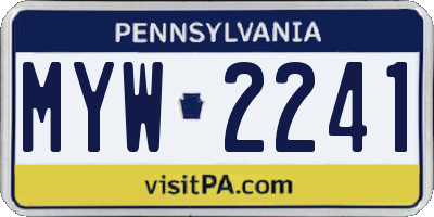 PA license plate MYW2241