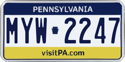 PA license plate MYW2247