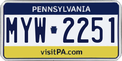 PA license plate MYW2251
