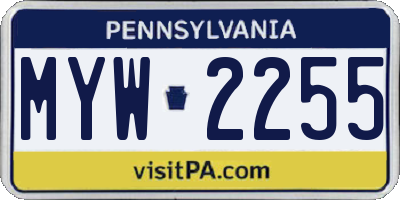 PA license plate MYW2255