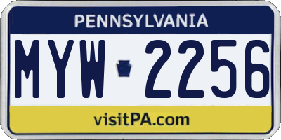 PA license plate MYW2256