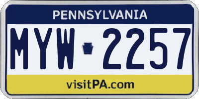 PA license plate MYW2257