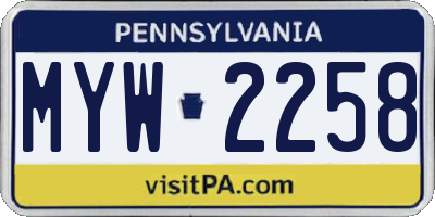PA license plate MYW2258