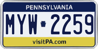 PA license plate MYW2259