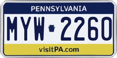 PA license plate MYW2260