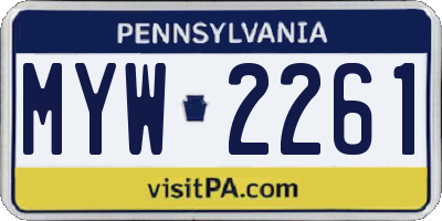 PA license plate MYW2261