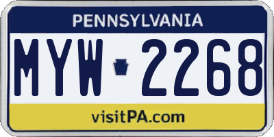 PA license plate MYW2268