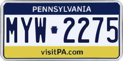 PA license plate MYW2275