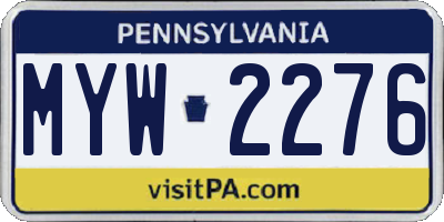 PA license plate MYW2276