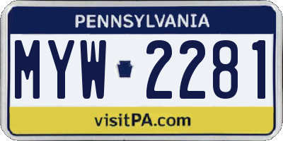 PA license plate MYW2281