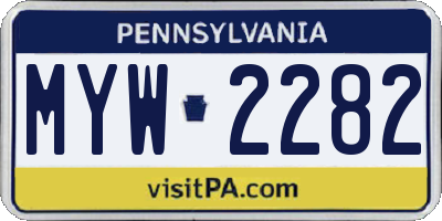 PA license plate MYW2282