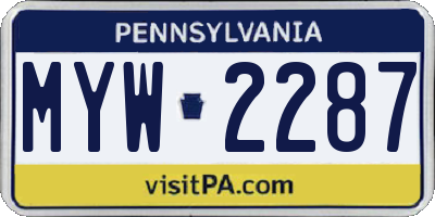 PA license plate MYW2287