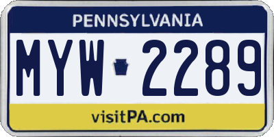 PA license plate MYW2289