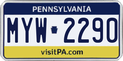 PA license plate MYW2290
