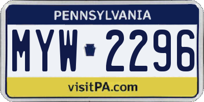 PA license plate MYW2296