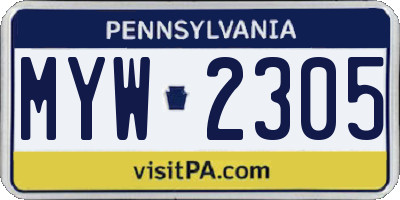 PA license plate MYW2305