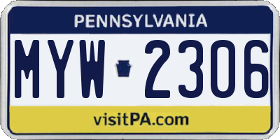 PA license plate MYW2306