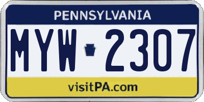 PA license plate MYW2307