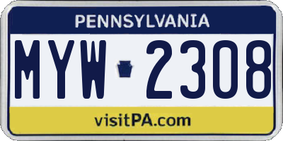 PA license plate MYW2308