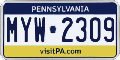 PA license plate MYW2309