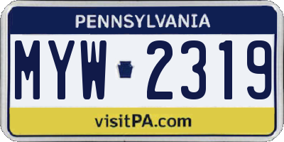 PA license plate MYW2319