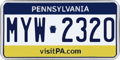 PA license plate MYW2320