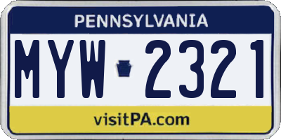 PA license plate MYW2321