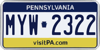 PA license plate MYW2322