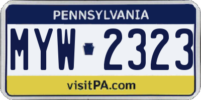 PA license plate MYW2323