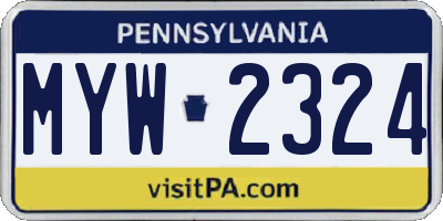 PA license plate MYW2324