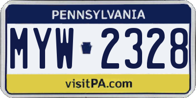 PA license plate MYW2328
