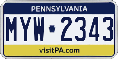 PA license plate MYW2343