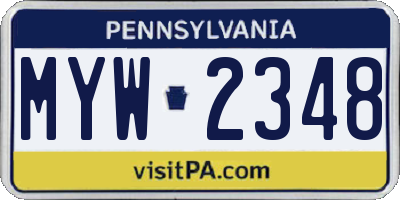 PA license plate MYW2348