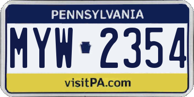 PA license plate MYW2354