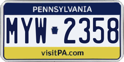 PA license plate MYW2358