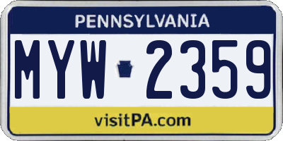 PA license plate MYW2359