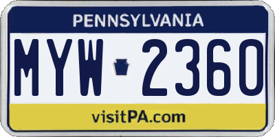 PA license plate MYW2360