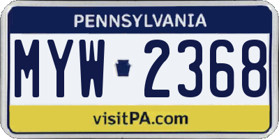 PA license plate MYW2368